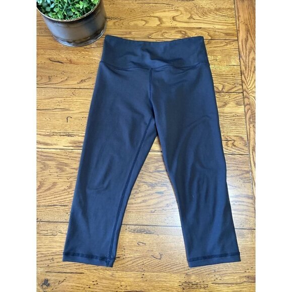 𝅺ZYIA Black High Waisted Crop Leggings Size 4 casual workout comfort running - Picture 2 of 7